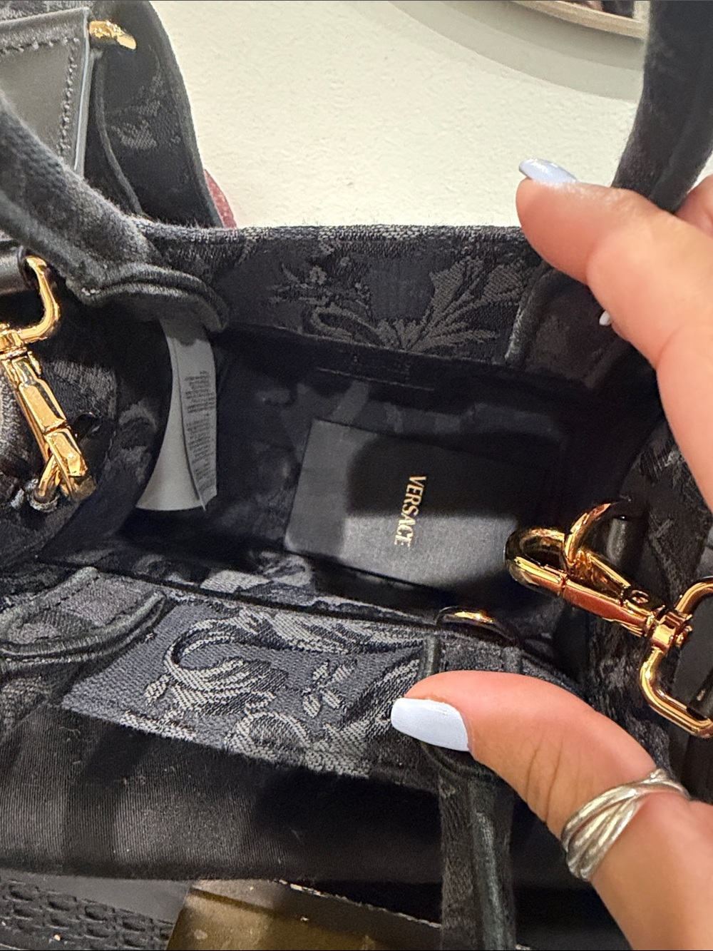 Versace Black Jacquard Mini Tote with Milano Patch - Picture 2 of 5